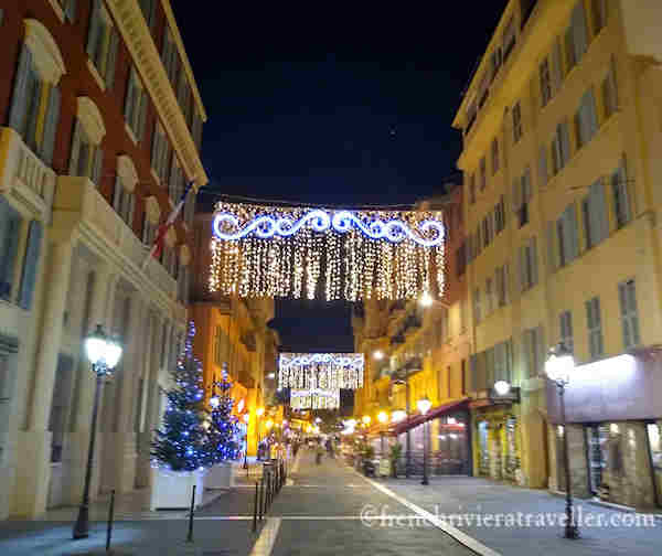 Christmas decorated street in Nice